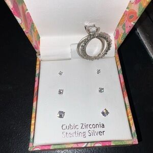 Cubic Zirconia Sterling Silver Jewelry Set